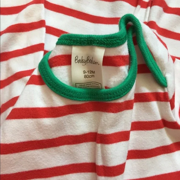 Baby Boden 9-12 month Red White and Green Pajamas - Picture 2 of 2